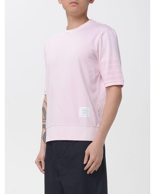 Thom Browne Pink 4-Bar Cotton T-Shirt for men
