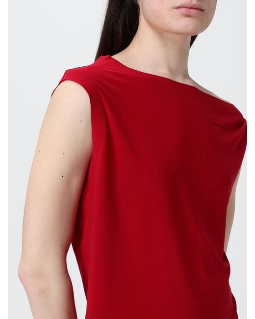 Norma Kamali Red Asymmetric Jersey Top