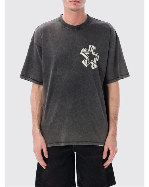 Represent Gray Cotton Crew-Neck T-Shirt With Logo for men