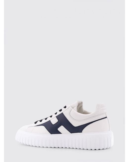 Hogan White H-Stripes Leather Sneakers for men