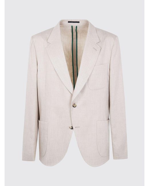 Paul Smith Natural Single-Breasted Wool Blend Blazer for men
