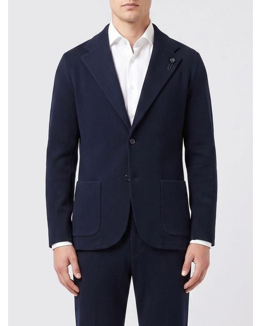 Lardini Blue Single-Breasted Cotton Blazer for men