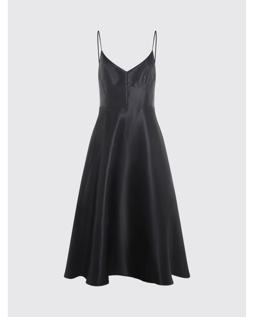 Alberta Ferretti Black Silk Organza Midi Dress