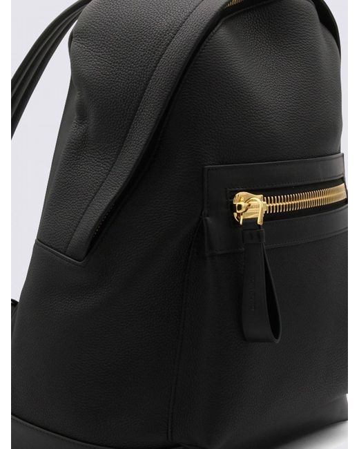 Tom Ford Black Grained Leather Backpack for men