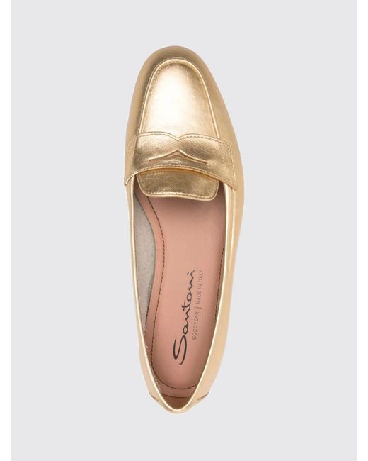 Santoni Natural Laminated Leather Loafers