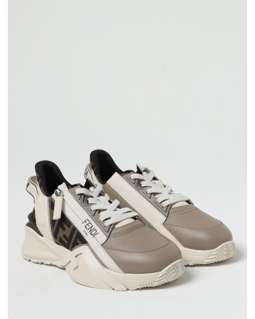 Fendi Multicolor Flow Leather And Jacquard Fabric Sneakers With Zip