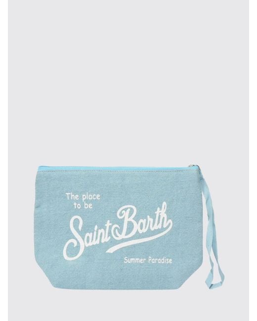 Mc2 Saint Barth Blue Aline Striped Linen Pochette
