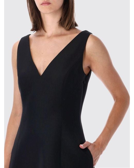 Valentino Garavani Black A-Line Silk And Wool Mini Dress With Lace Inserts
