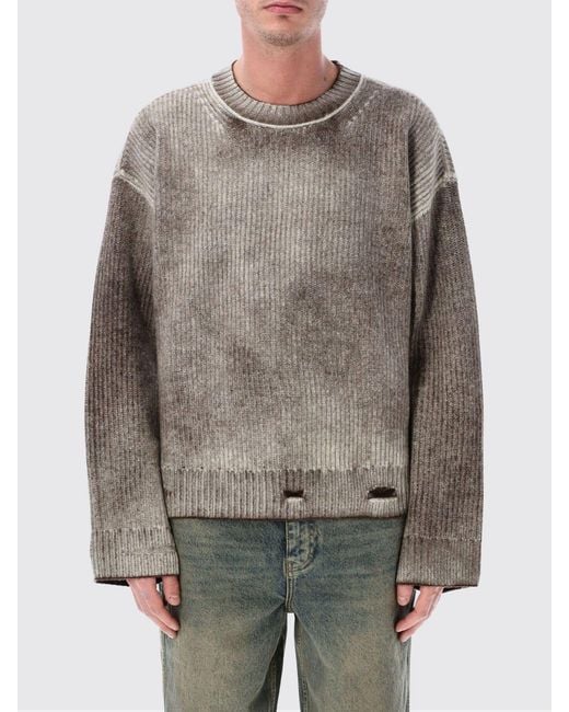 Represent Gray Wool Crew-Neck Pullover for men