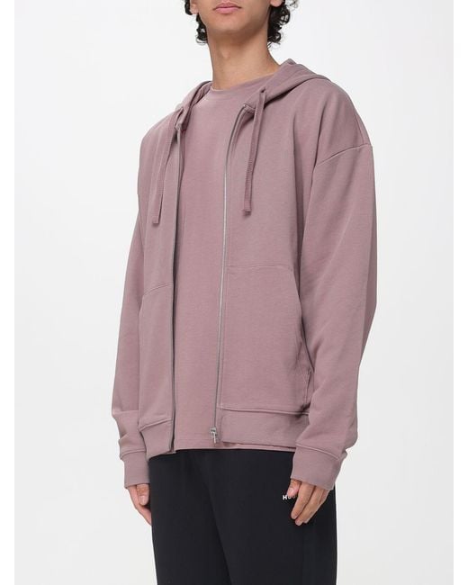 HUGO Pink Dapozip Cotton Hoodie for men
