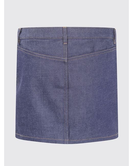 A.P.C. Blue Denim Pencil Mini Skirt With Five-Pocket Design