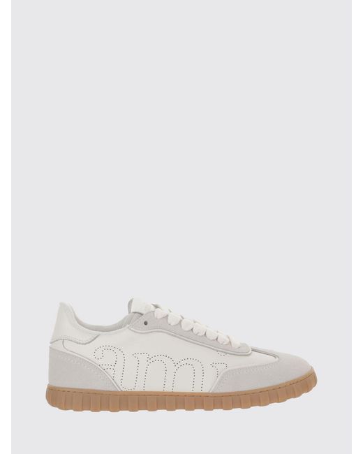 AMI White Leather Sneakers With Perforated Logo for men
