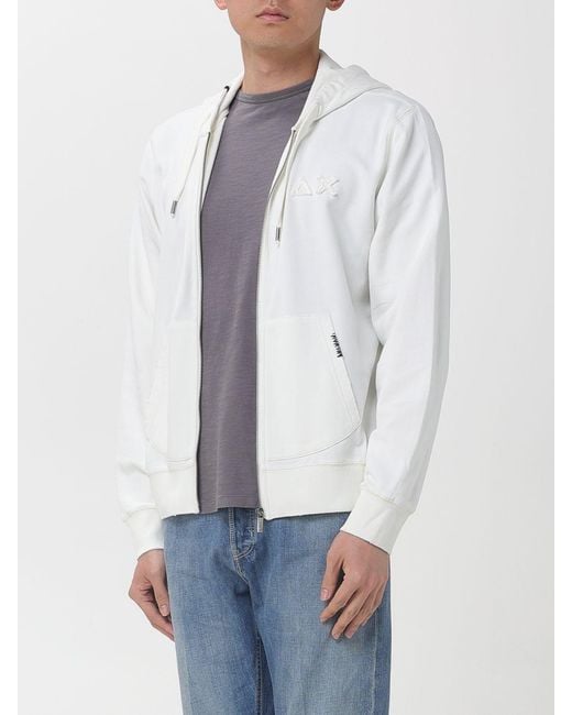 Sudadera Con Capucha Y Cremallera De Algodón Sun 68 de hombre de color White