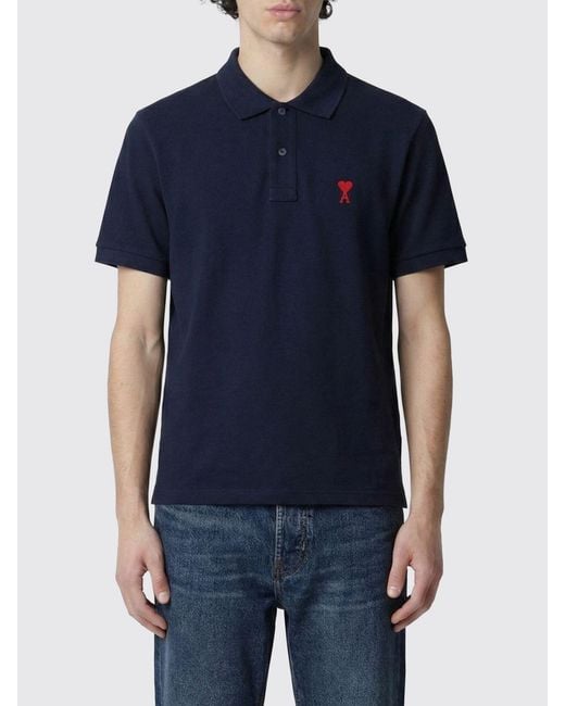 AMI Blue Polo Shirt for men