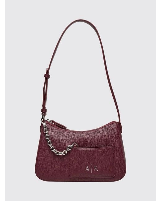 ARMANI EXCHANGE Purple Grained Faux Leather Bag With Card Holder