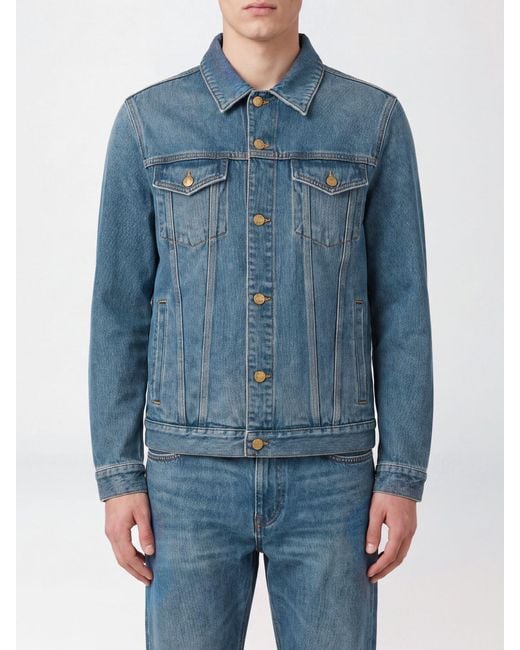 Golden Goose Deluxe Brand Blue Cotton Denim Shirt Jacket With Patch Pockets for men