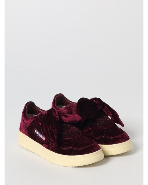 Autry Red Medalist Velvet Sneakers With Bow