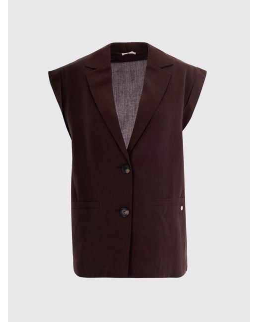 Liu Jo Brown Single-Breasted Viscose Blend Vest