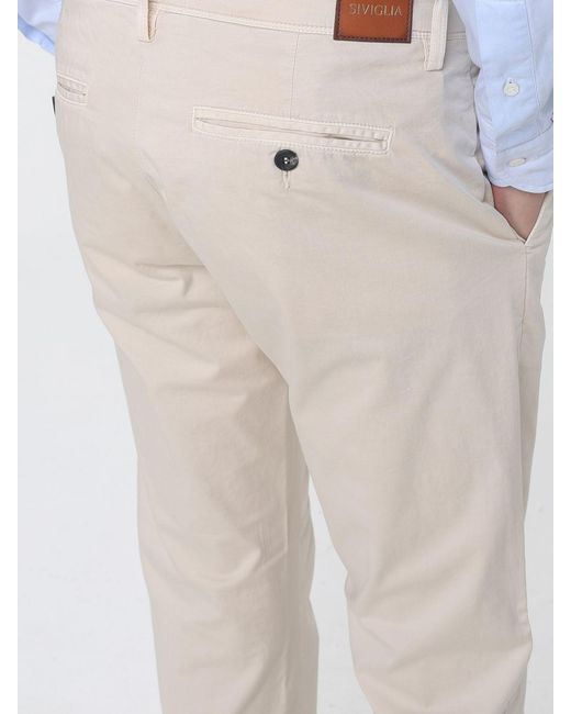 Siviglia White Stretch Cotton Chino Trousers for men