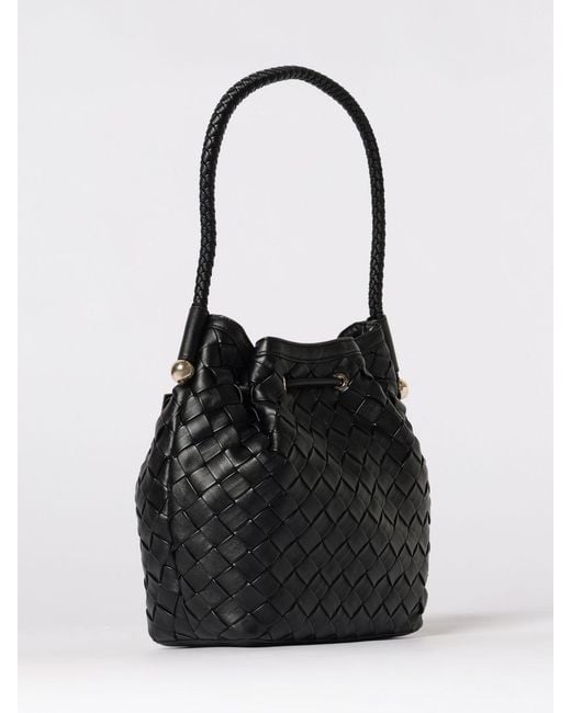 Twinset Black Woven Synthetic Leather Bucket Bag