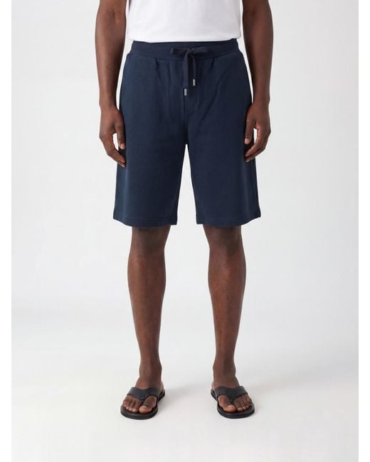 Dolce & Gabbana Blue Dolce &Amp Gabbana Cotton Jogging Shorts With Drawstring And Embroidered Logo for men