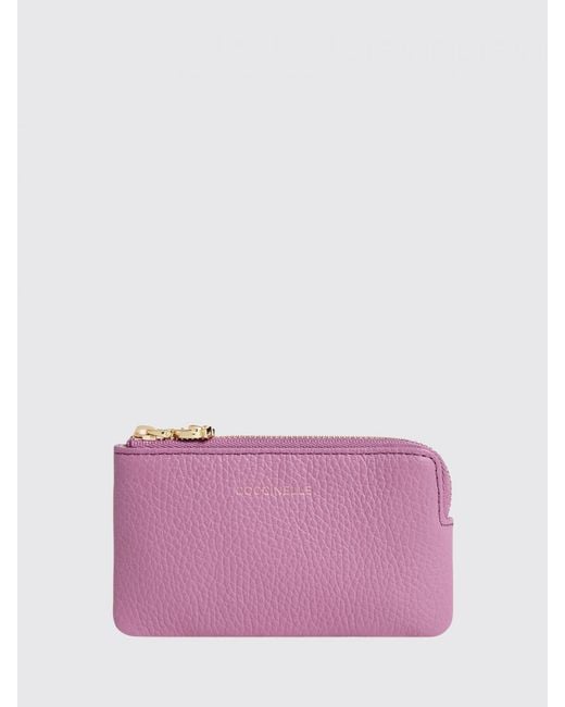 Coccinelle Purple C-Me Softy Grained Leather Coin Purse With Keychain