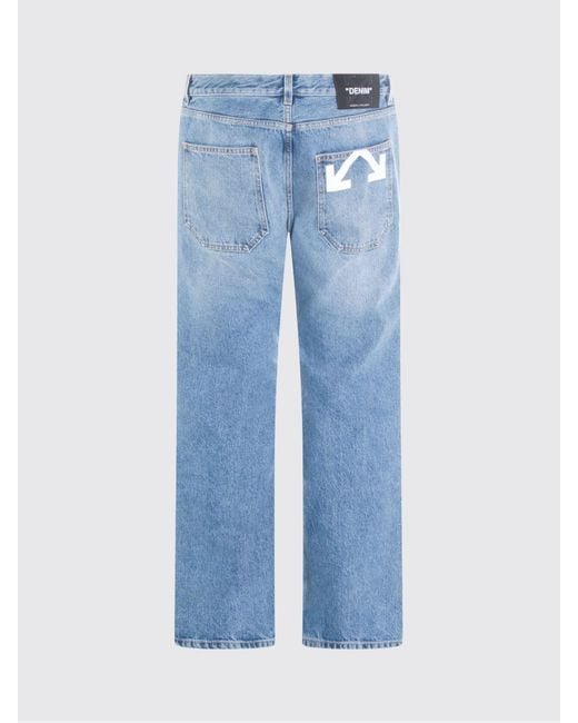 Off-White c/o Virgil Abloh Blue Cotton Denim Straight Jeans for men