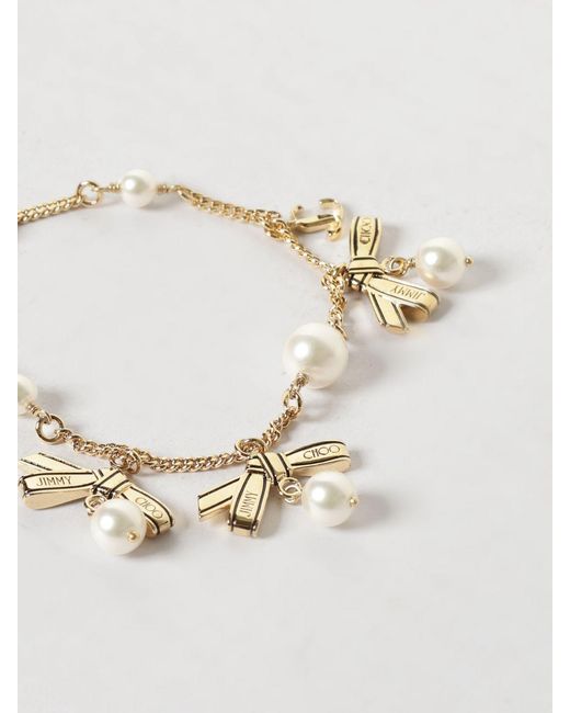 Jimmy Choo White Brass Bracelet With Charms And Synthetic Pearls By