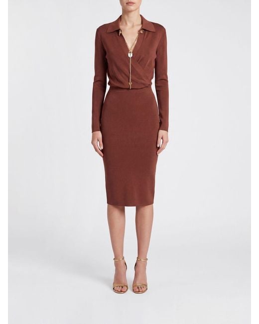 Elisabetta Franchi Red Midi Sheath Dress