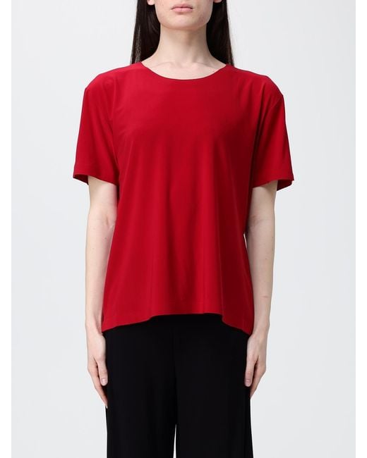 Norma Kamali Red Jersey Crew Neck T-Shirt