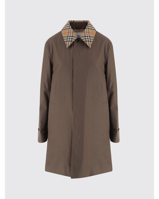 Burberry Brown Single-Breasted Cotton Trench Coat With Check-Pattern Collar for men