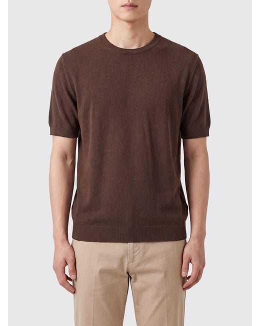 Kangra Brown Slim Fit Short-Sleeve Cotton-Blend Crewneck Jumper for men