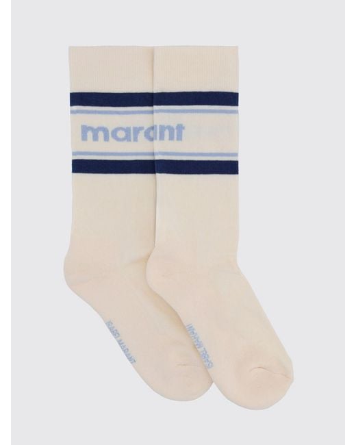 Isabel Marant Blue Jacquard Logo Stretch Cotton Socks