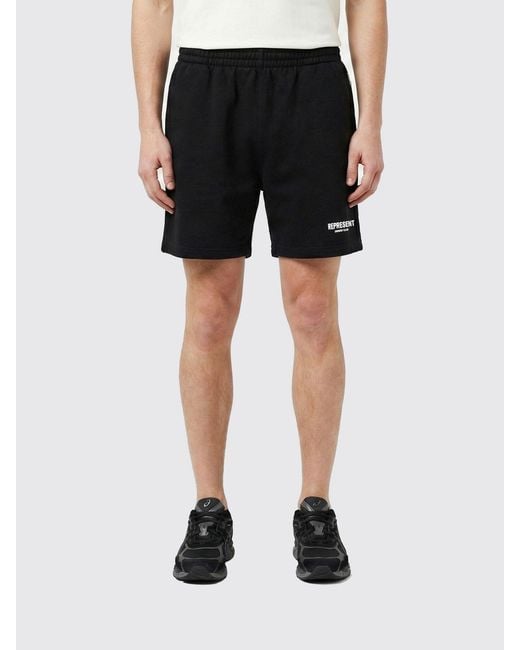Represent Black Cotton Sport Shorts for men