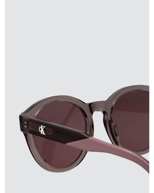 Calvin Klein White Round Acetate Sunglasses With Monogram for men