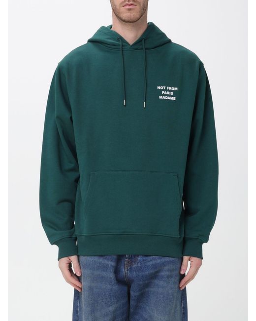 Drole de Monsieur Green Cotton Hoodie With Logo for men