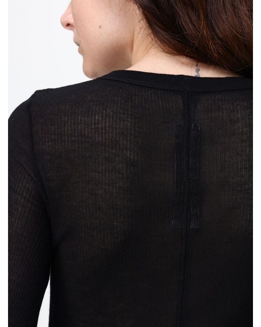 Rick Owens Black Silk And Viscose Knit Top