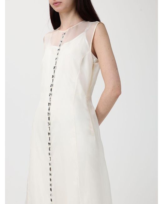 Fabiana Filippi White Organza Midi Dress With Applied Rhinestones