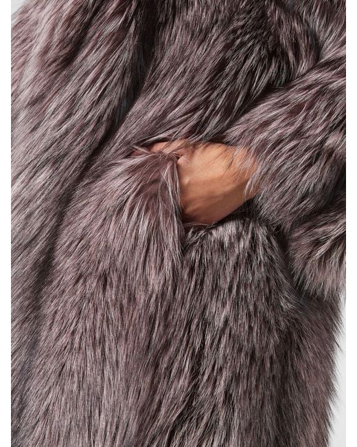Philipp Plein Pink Shawl Collar Fox Fur Coat With Fringes