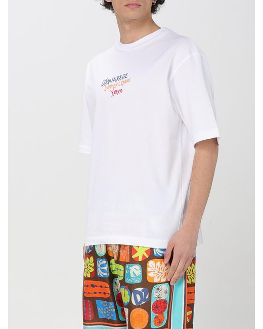 DSquared² White Summer Lovers Graphic Tee for men