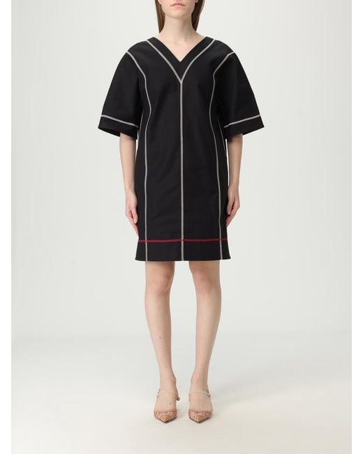 Fendi Black V-Neck Stitched Dress