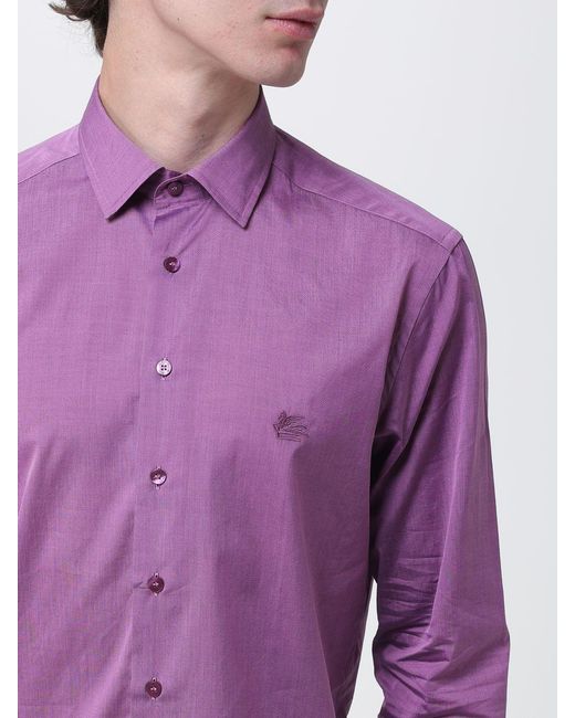 Etro Purple Casual Cotton T-Shirt for men