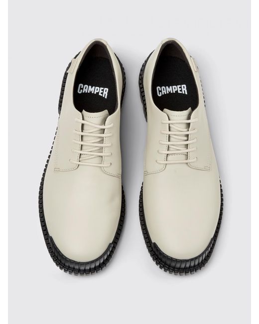 Camper White Pix Leather Derby Shoes