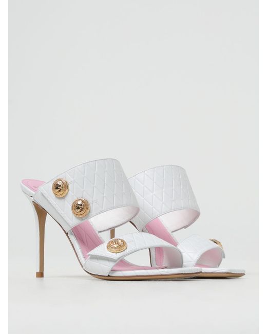 Balmain White Heeled Sandals
