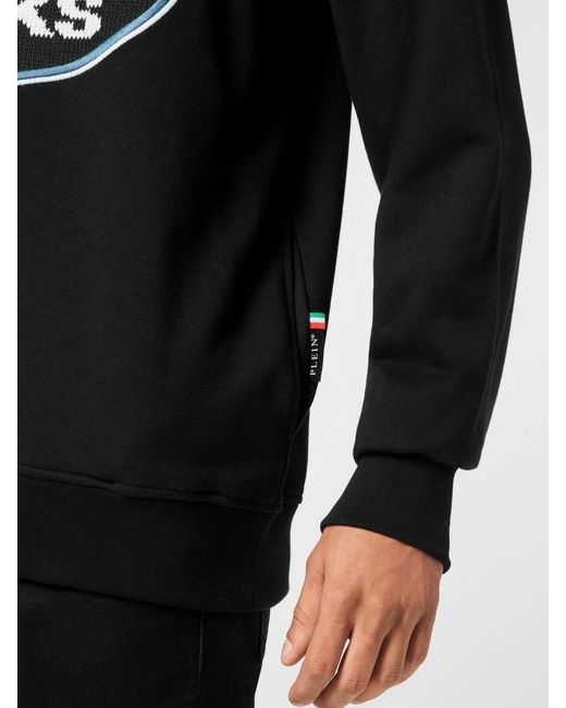 Philipp Plein Black Graphic Print Hooded Sweatshirt for men
