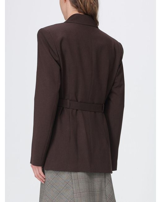 Pinko Brown Slim Fit Single-Breasted Wool Blend Blazer With Waist Belt