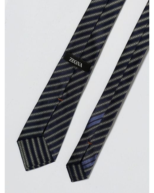 Zegna White Striped Silk Tie for men
