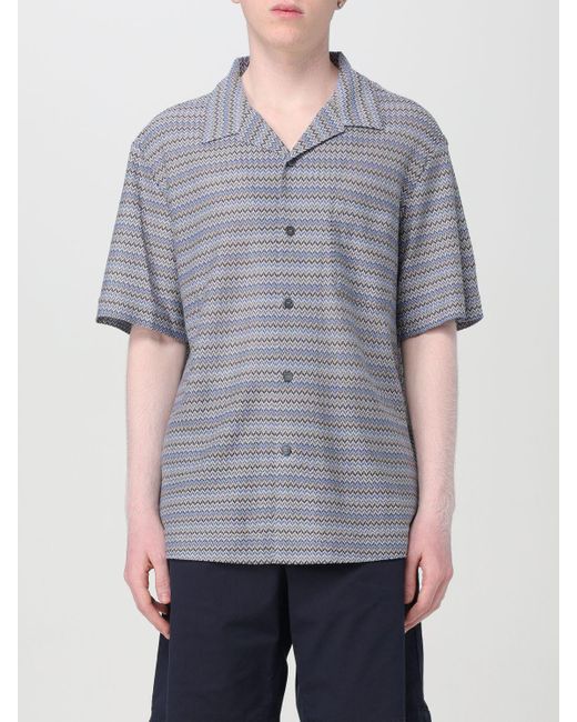 Camicia in viscosa con motivo zig zag multicolor di Missoni in Gray da Uomo