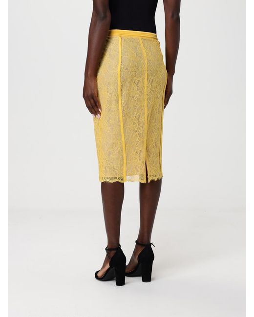 Elisabetta Franchi Yellow Lace Midi Skirt