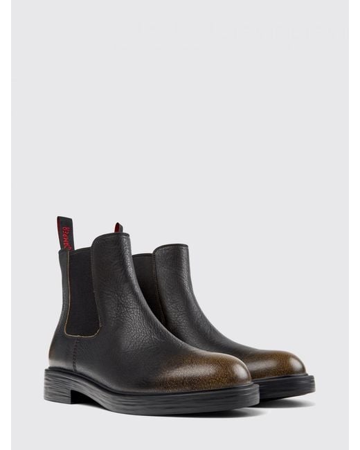 Camper Black Dean Grained Leather Ankle Boots for men